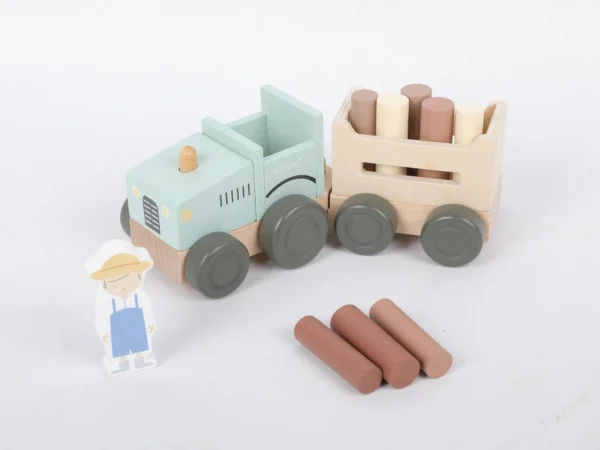 Dřevěný traktor pro děti (s vlečkou a doplňky) - Image 4