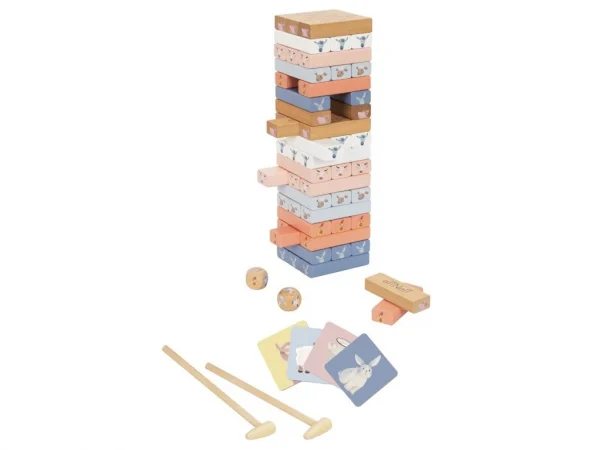 Dřevěná věž Jenga se zvířátky z farmy